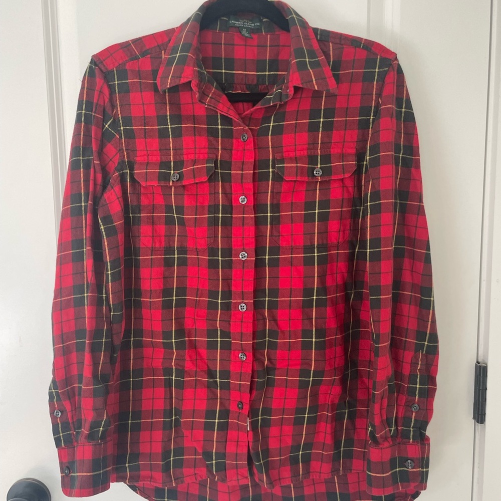 LRL Lauren Jeans Co Ralph Lauren Tartan Plaid Flannel Womens M